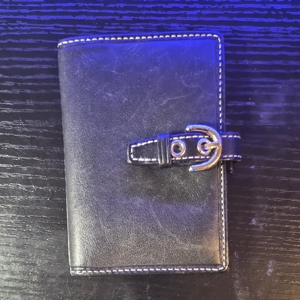 Coach Black Leather Wallet with Silver Accent